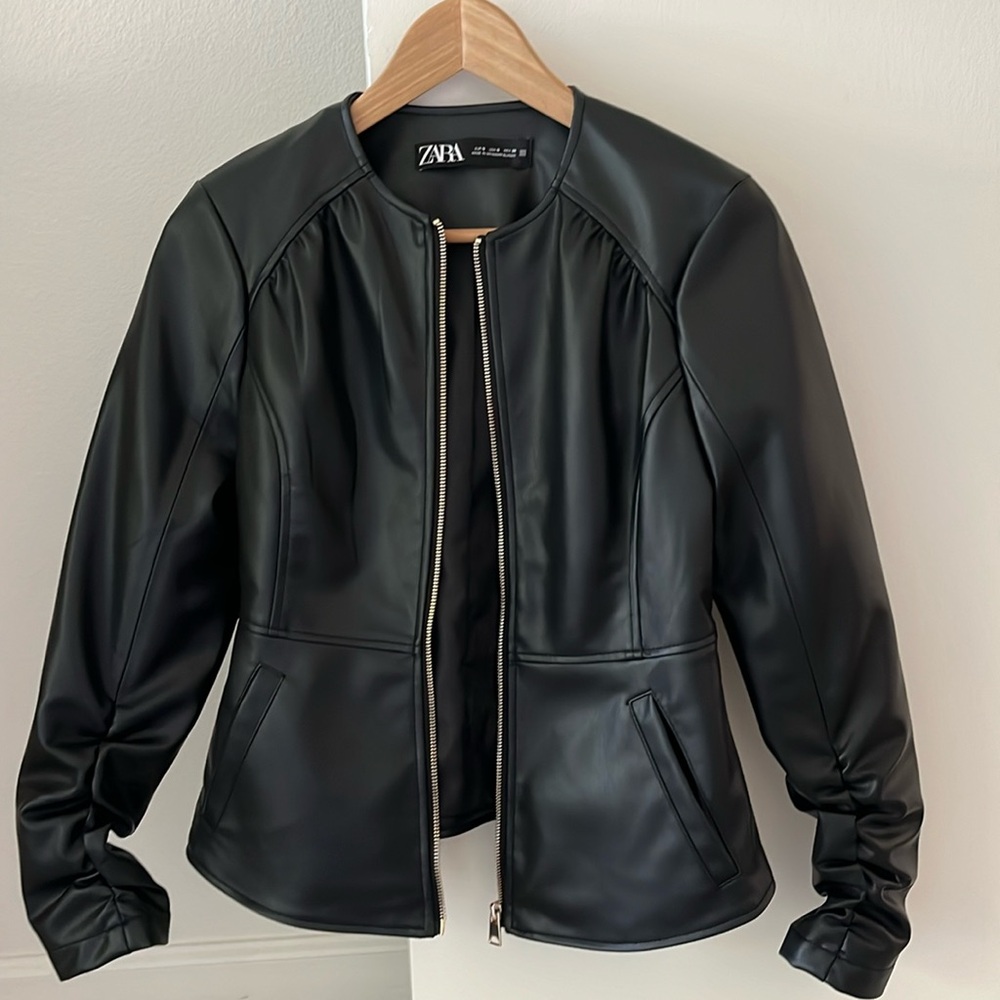 Zara fitted faux leather jacket